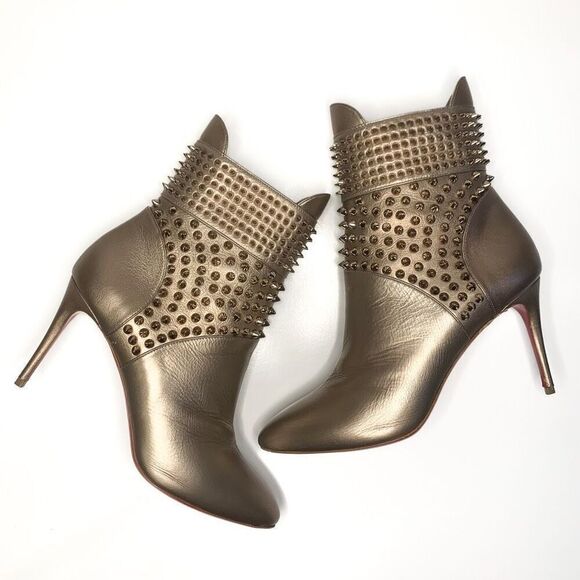 Christian Louboutin Calfskin Perle Spike Hongroise 85 Ankle Boots EU 38.5 US 8.5 - Picture 5 of 11